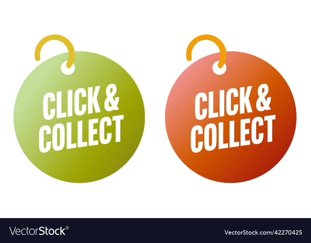 Click and collect tag on ring set Royalty Free Vector Image