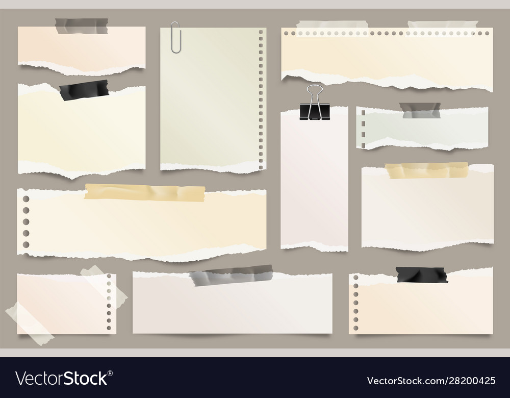 Colored ripped paper strips collection realistic Vector Image