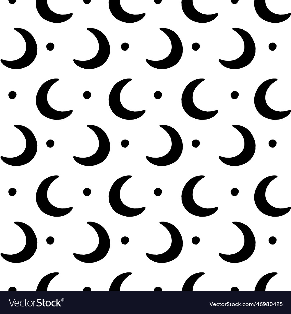 Crescent moons and dots seamless pattern Vector Image