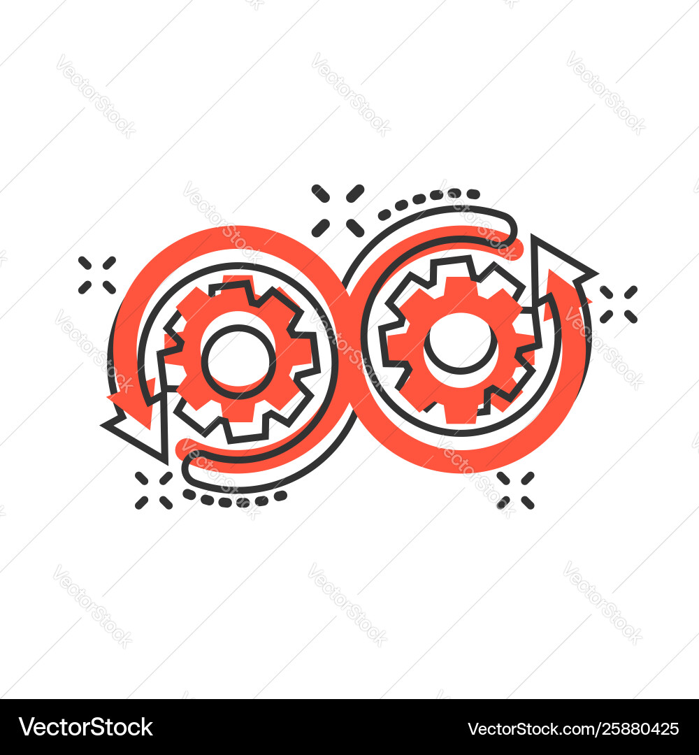 Development icon in comic style devops cartoon Vector Image