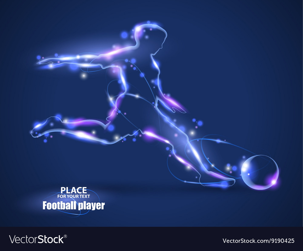 Motion design football player kick a ball blur