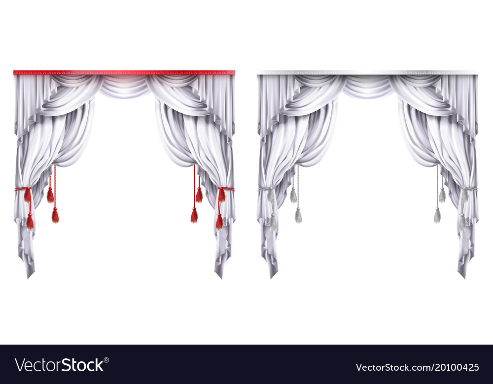 Silk Velvet Drapes With Red Or White Royalty Free Vector