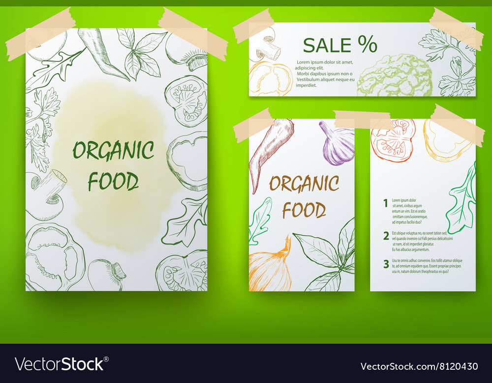 Organic food brochure for design Royalty Free Vector Image