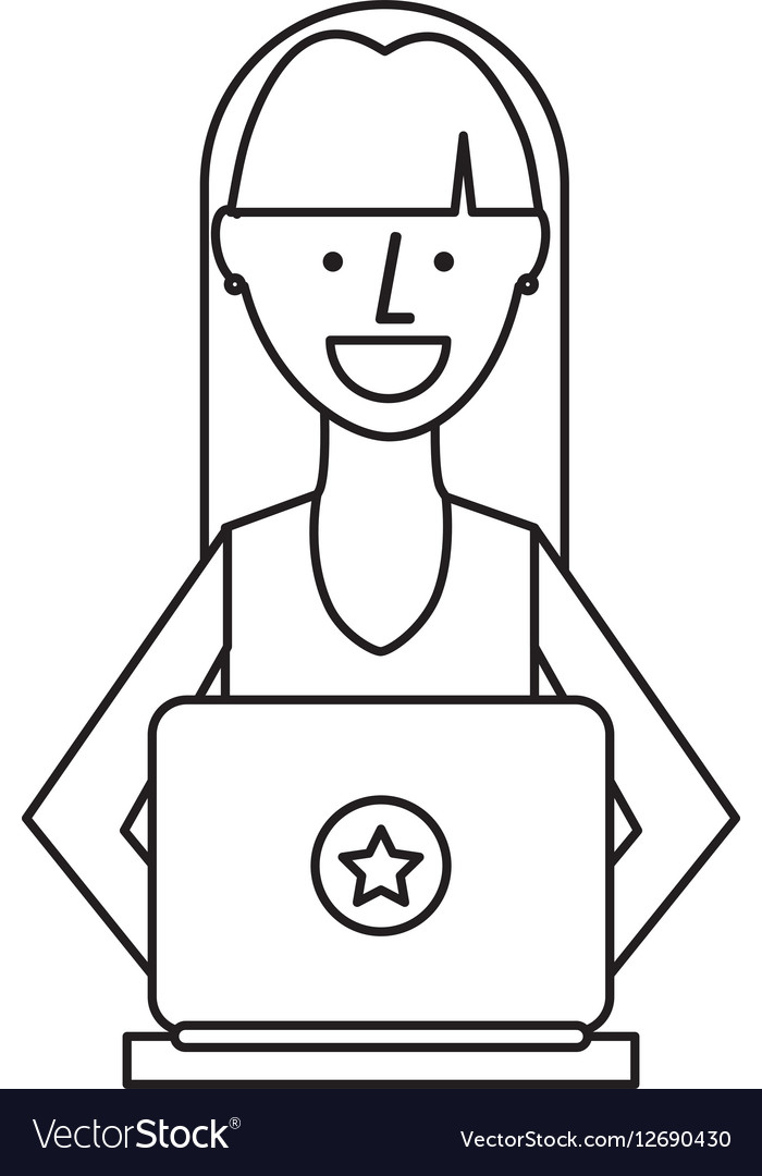 Person using computer icon Royalty Free Vector Image