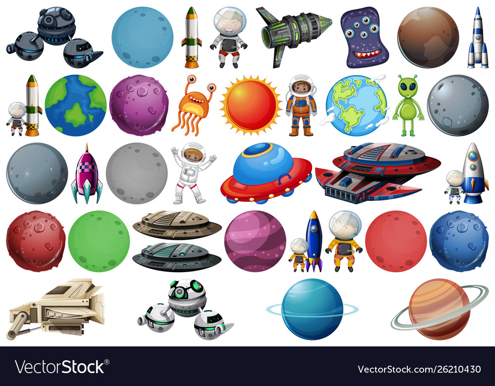 Set Different Space Objects Royalty Free Vector Image