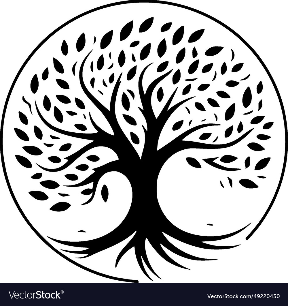 Tree of life - black and white isolated icon Vector Image