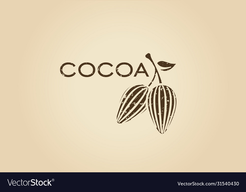 Whole cocoa pods fruit tree logo cocoa nibs Vector Image