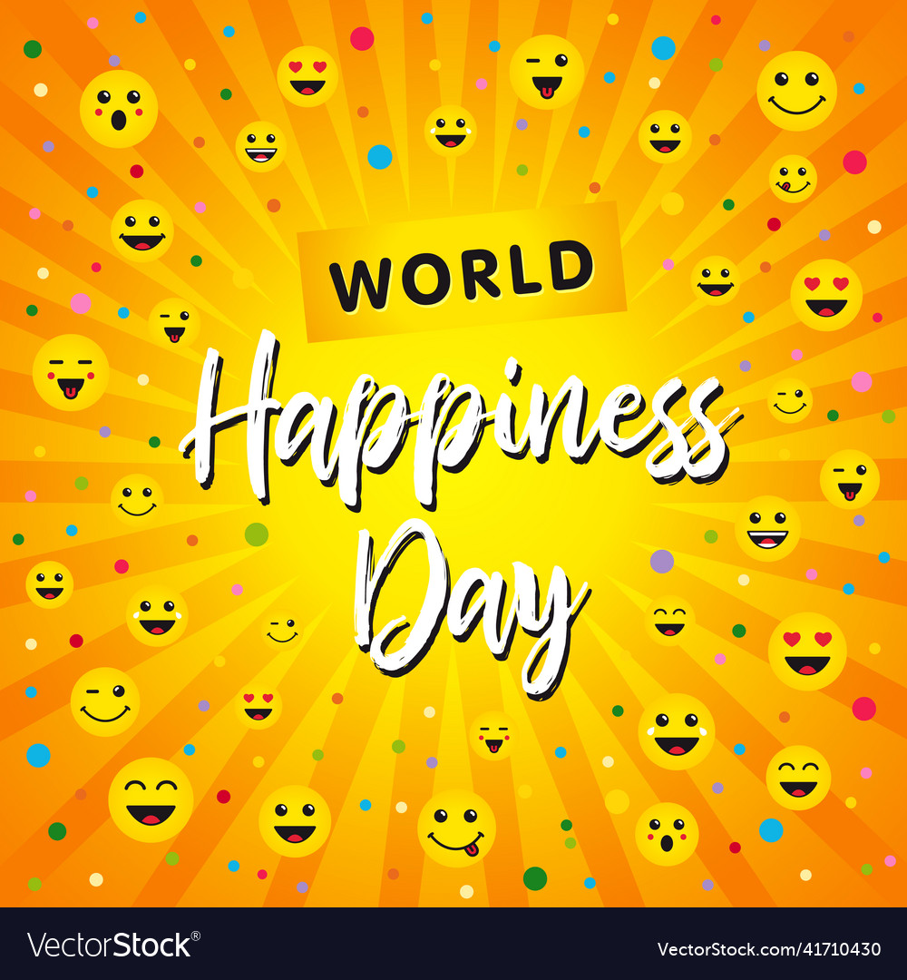 World happiness day beams yellow banner Royalty Free Vector