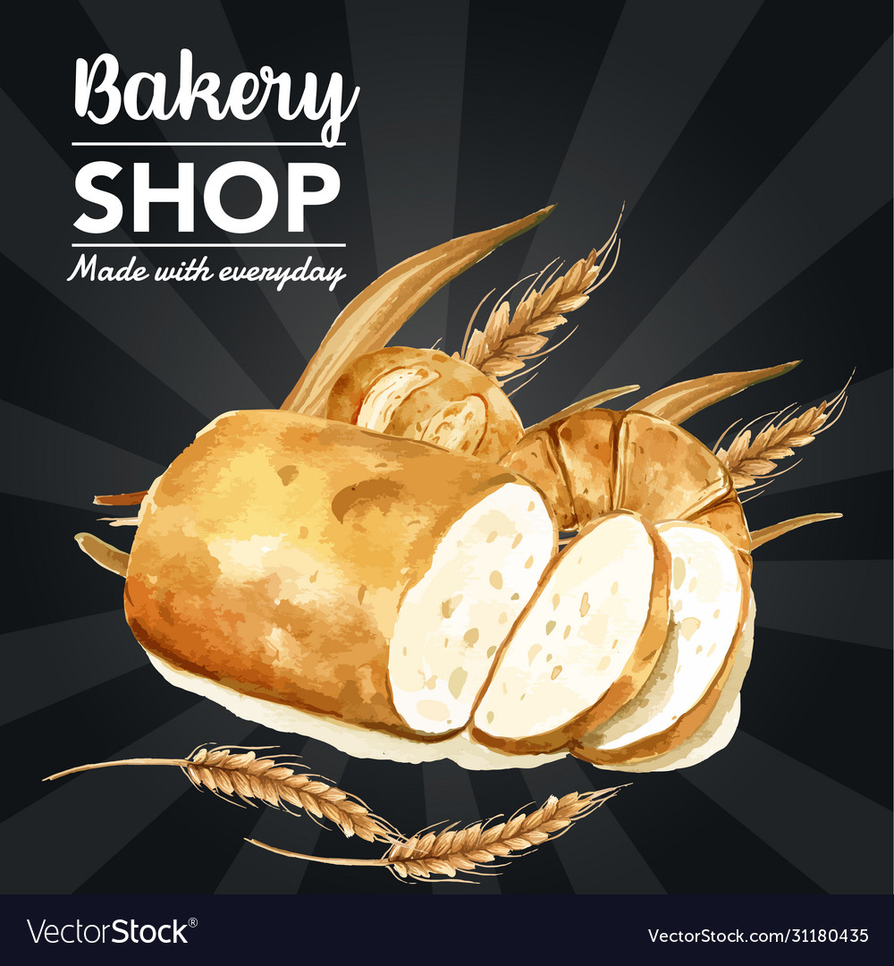 Bakery gift voucher template bread and bun Vector Image
