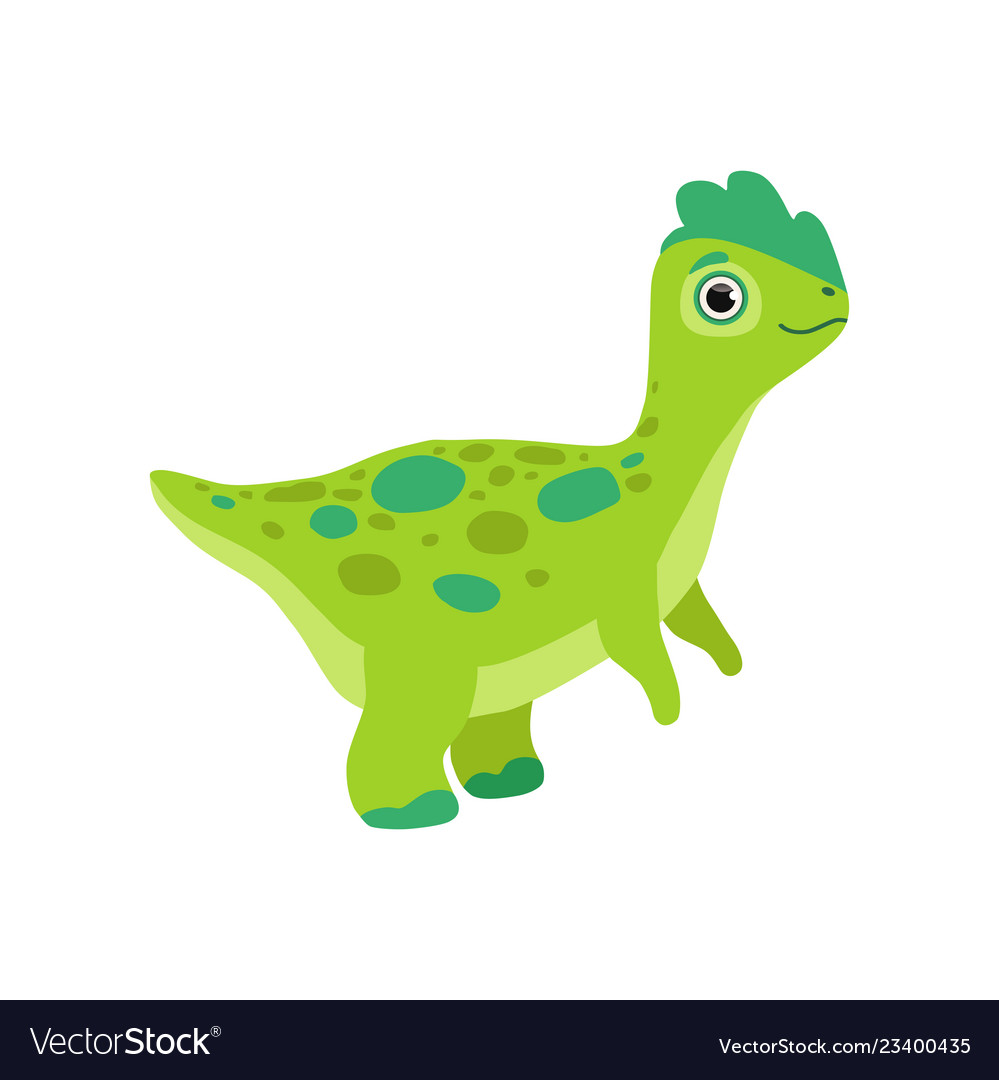 Cute green dinosaur funny badino cartoon Vector Image