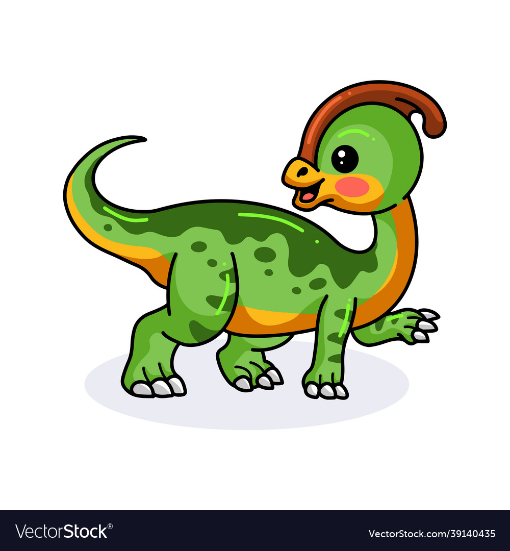 Cute little parasaurolophus dinosaur cartoon