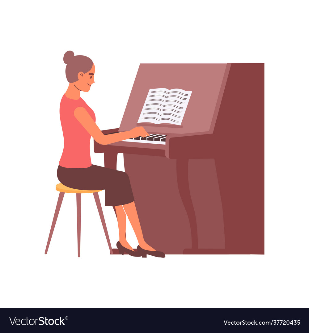 Girl playing piano composition Royalty Free Vector Image