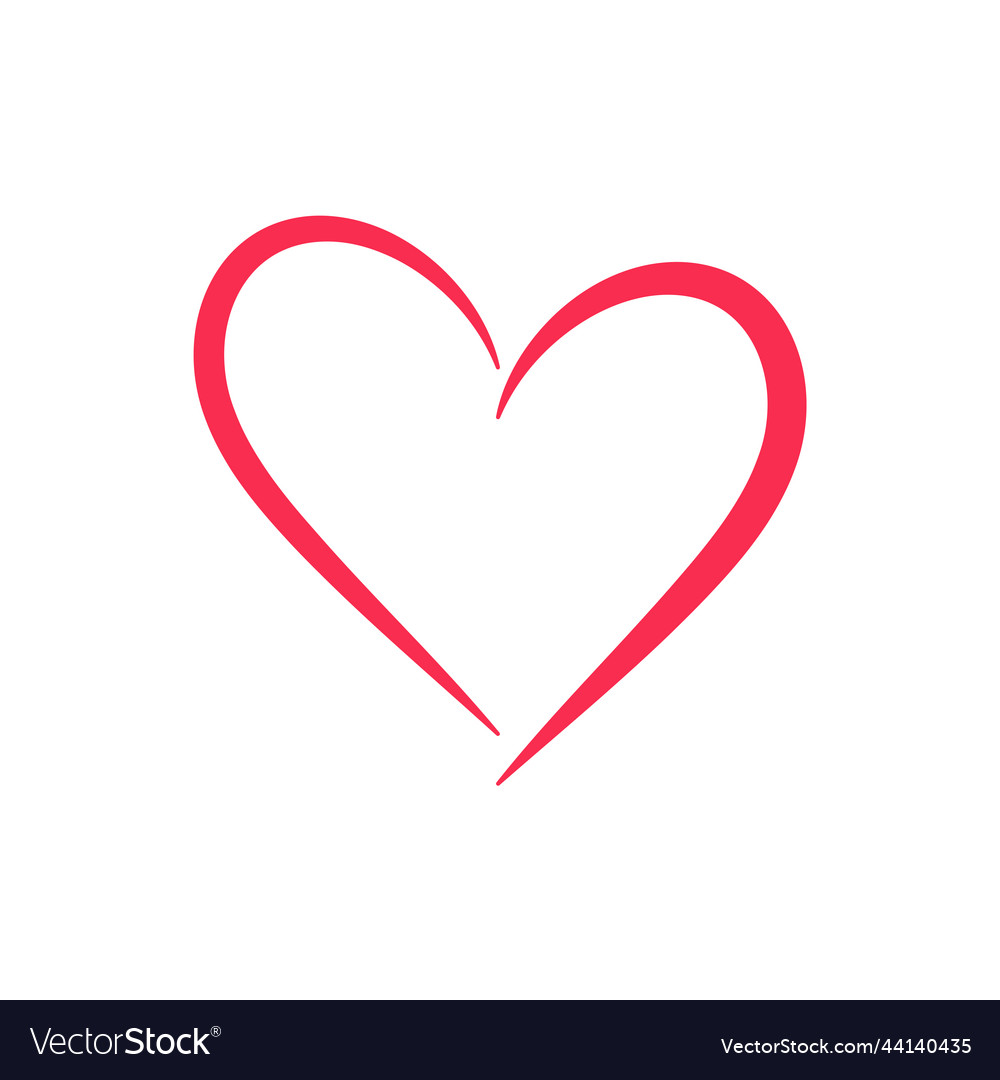 Red heart shaped hand drawn line drawing Vector Image