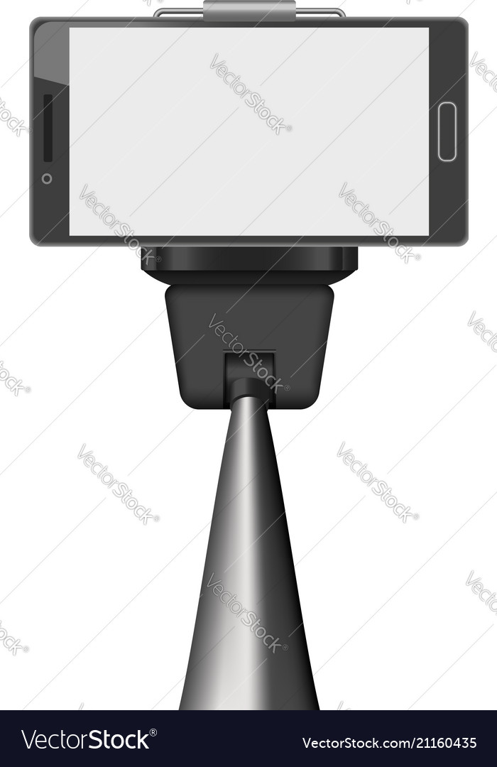 Smartphone On Selfie Stick Mockup Realistic Style Vector Image