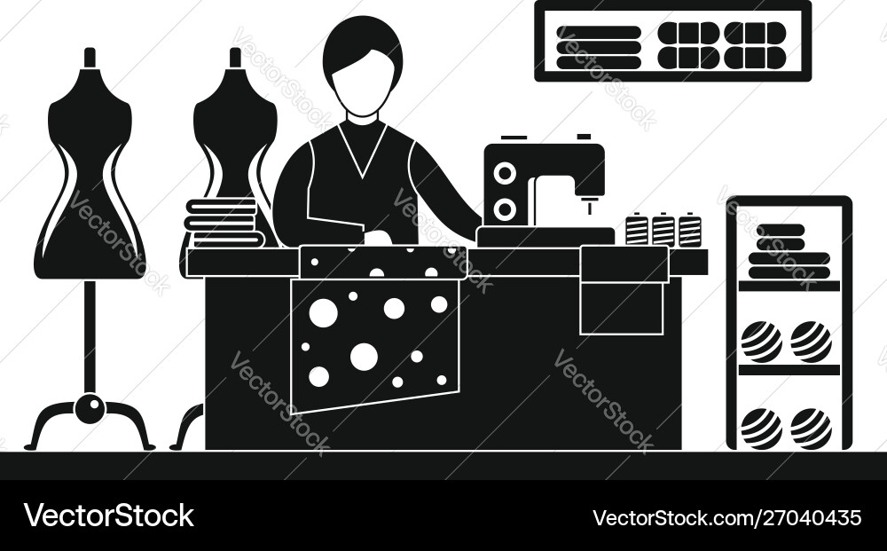 Woman Tailor Concept Banner Simple Style Vector Image