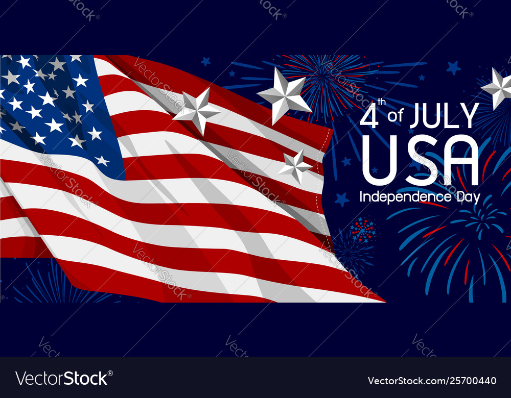 4th July Usa Independence Day Banner Royalty Free Vector