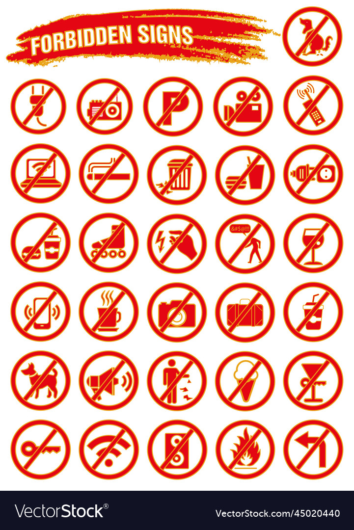 Different types of prohibition signs related Vector Image