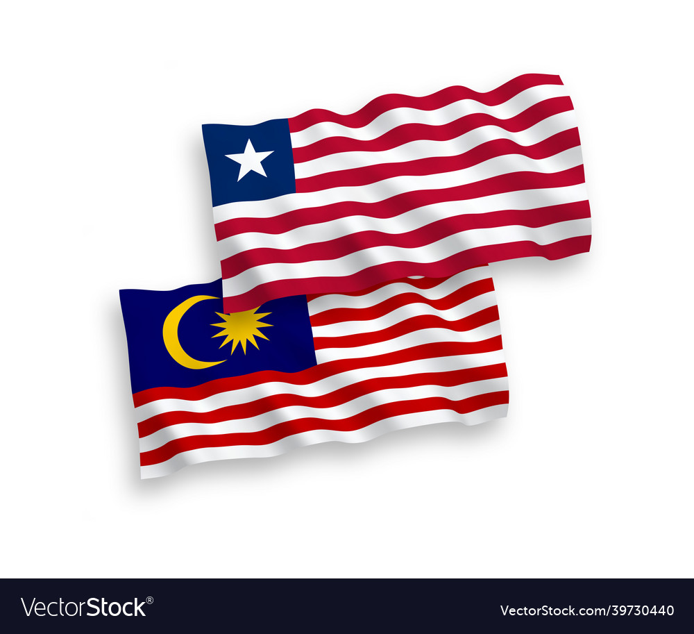 Flags of liberia and malaysia on a white Vector Image