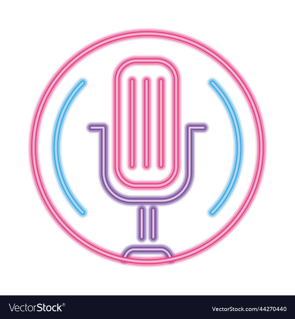 Retro microphone sound neon Royalty Free Vector Image