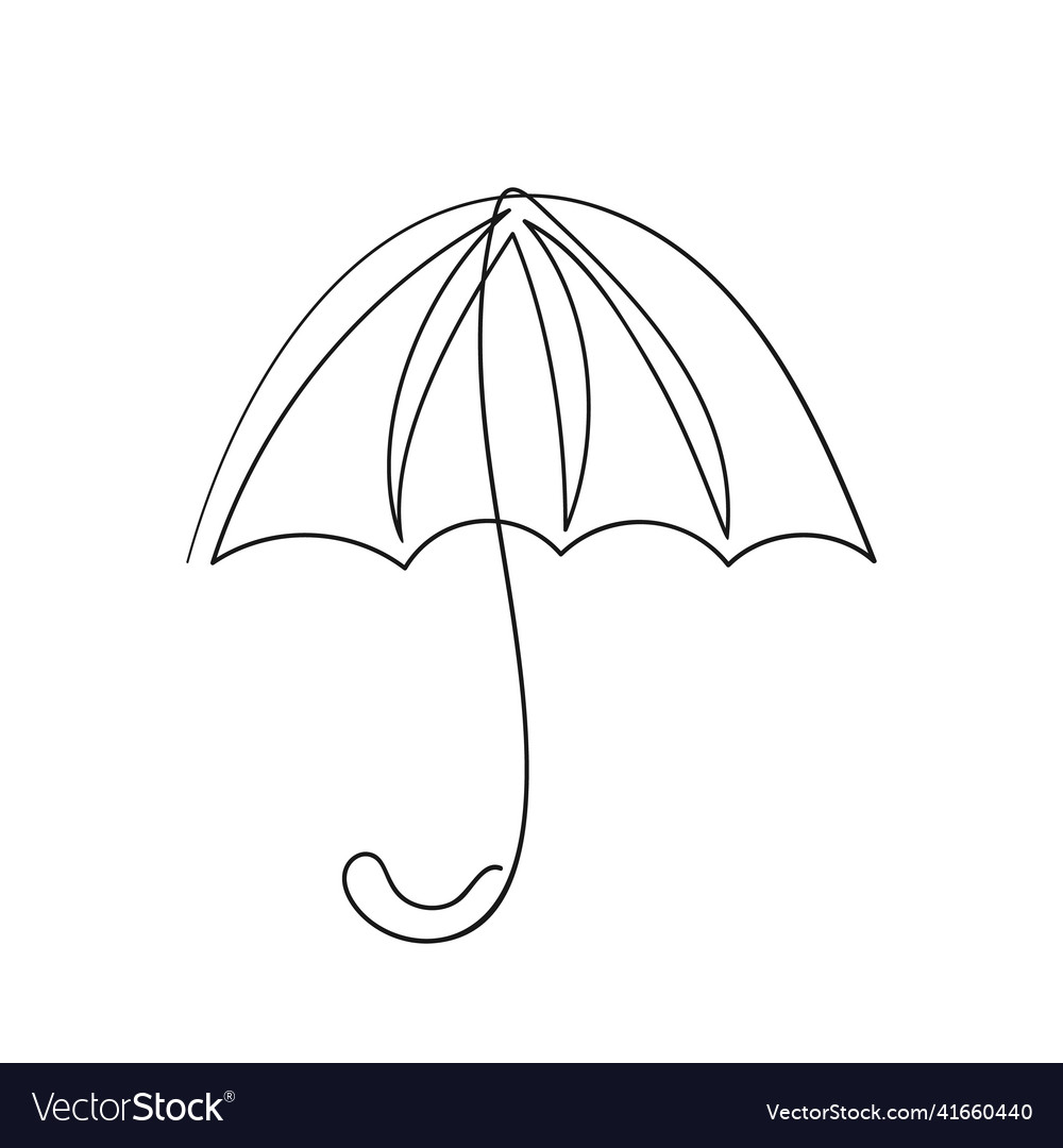 Umbrella line drawing continuous thin line single Vector Image