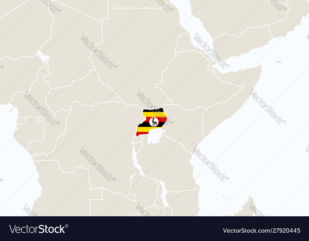 Africa With Highlighted Uganda Map Royalty Free Vector Image