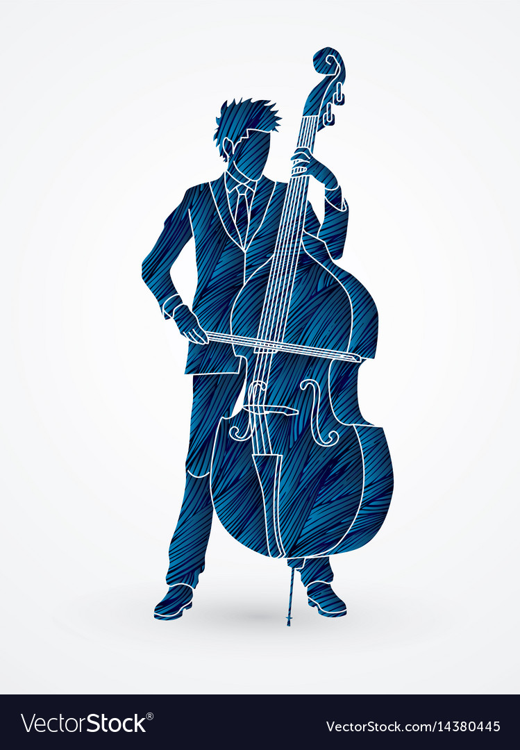 Double bass player a man play double bass Vector Image