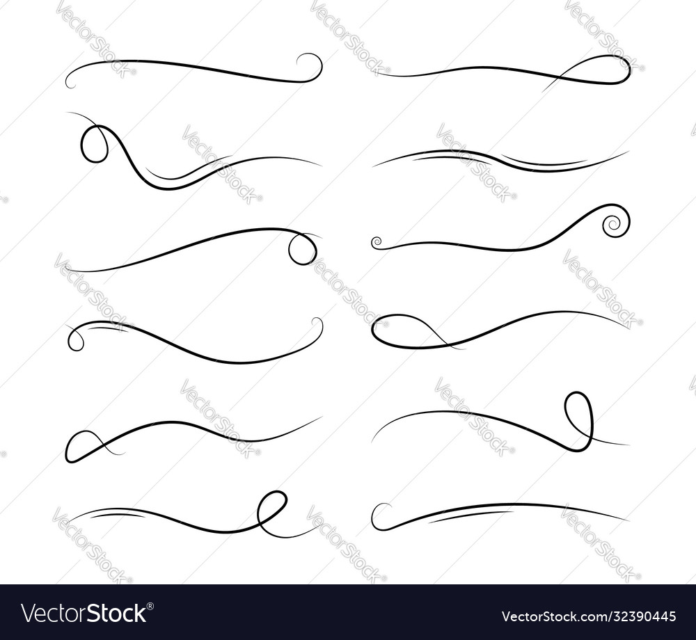 Line swirl calligraphy element vintage ornate vector image Line swirl calligraphy element vintage ornate