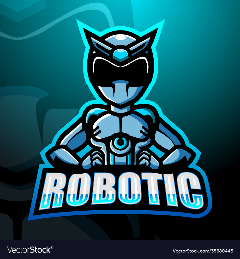 Robotic mascot esport logo design Royalty Free Vector Image