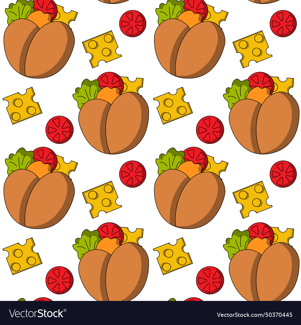 Seamless pattern with shawarma in the shape Vector Image Seamless pattern with shawarma in the shape