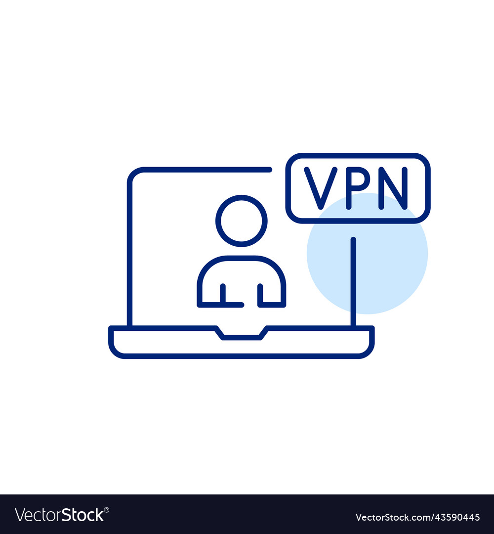 Vpn user icon on a laptop pixel perfect editable Vector Image