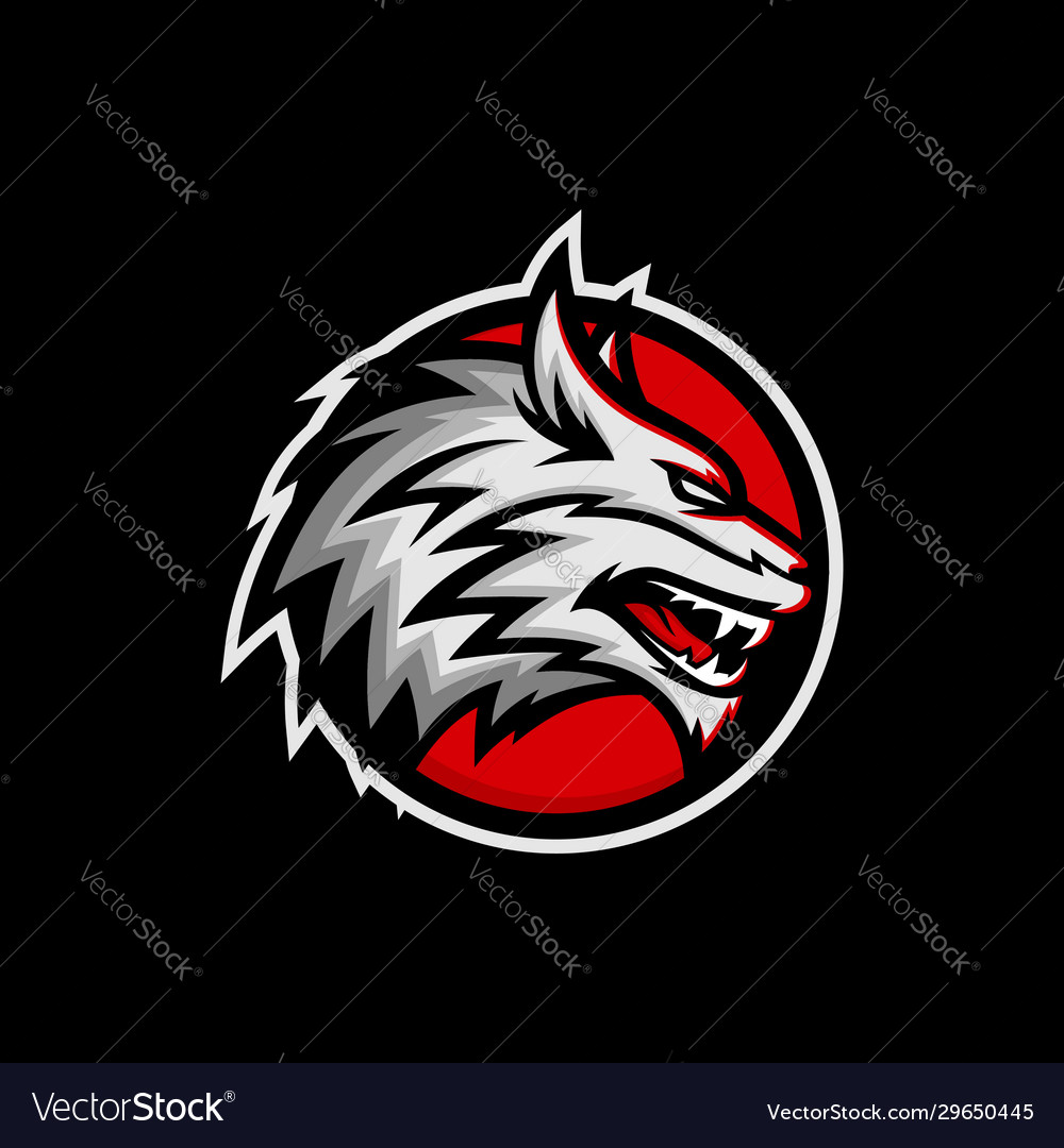 Wild Wolf Esport Mascot Logo Design Royalty Free Vector