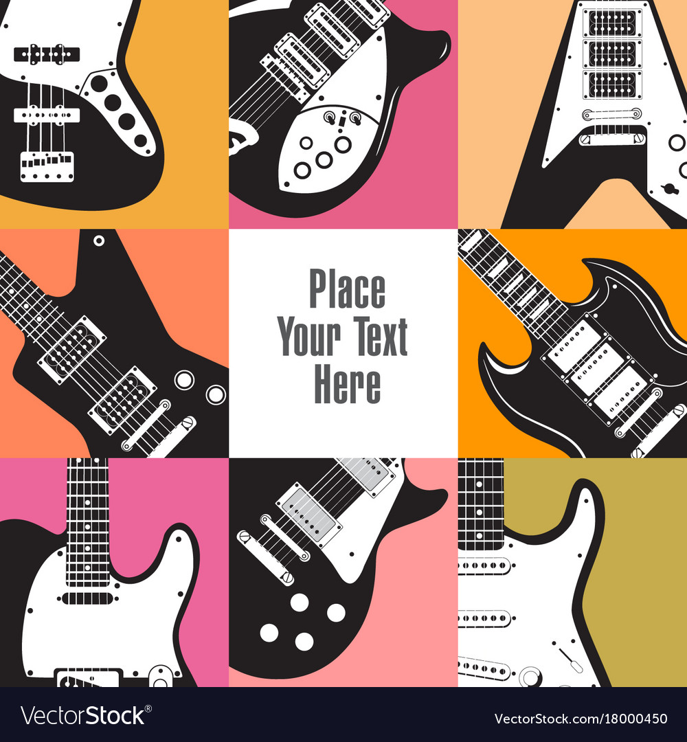 Eight Guitars Frame This White Space Royalty Free Vector Eight Guitars Frame This White Space Vector Image