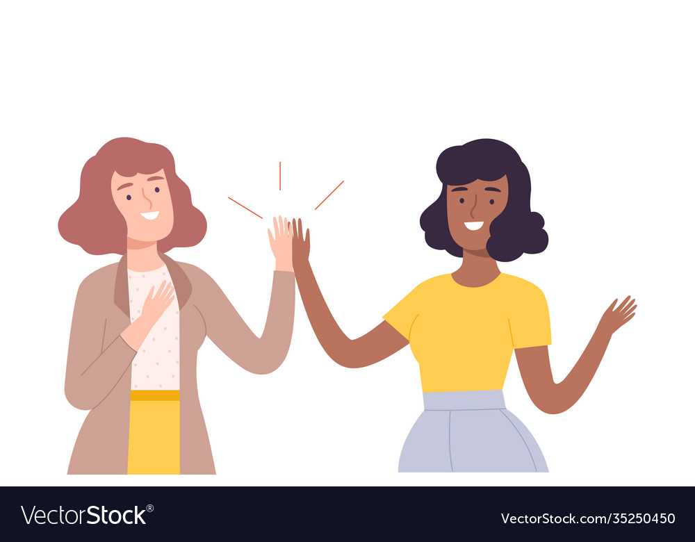 Happy women giving high five to each other Vector Image