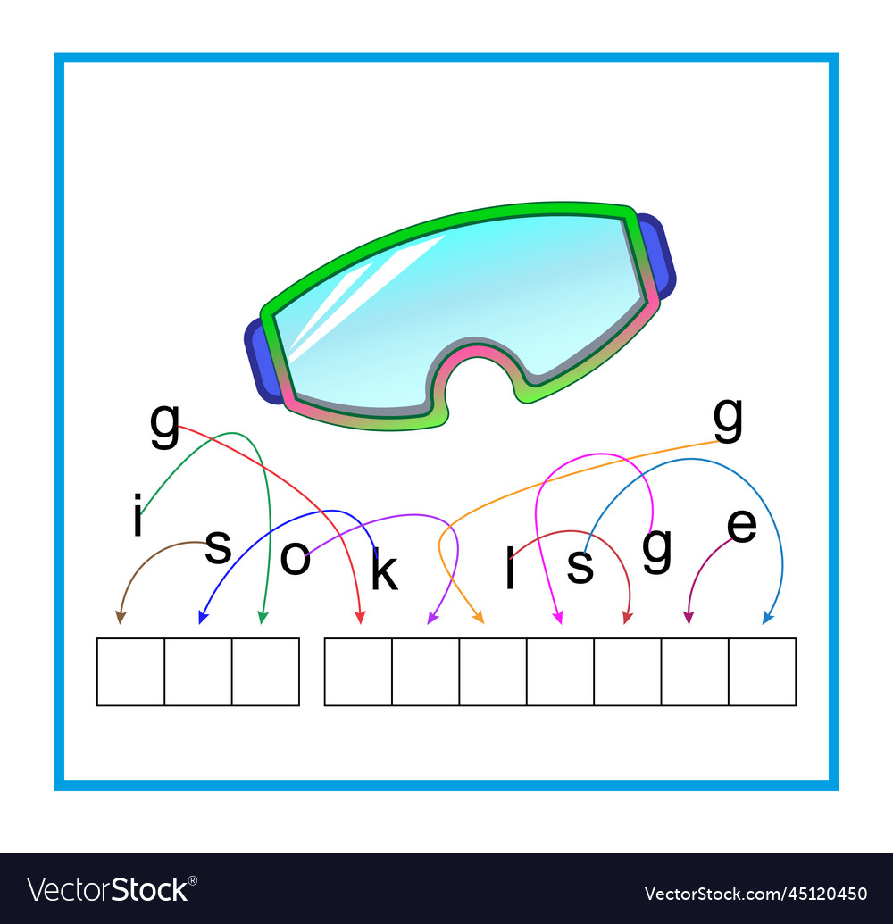 Puzzle game for children cartoon ski goggles Vector Image