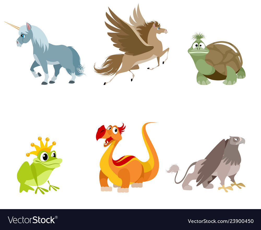 Set of fabulous creatures vector image Set of fabulous creatures