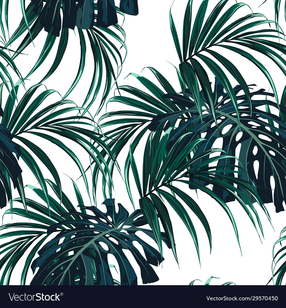 Tropical background with jungle plants Royalty Free Vector