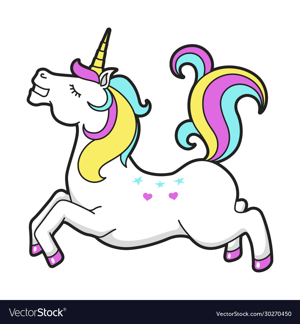 Unicorn Cute Icon Rainbow Colorful Mythical Vector Image