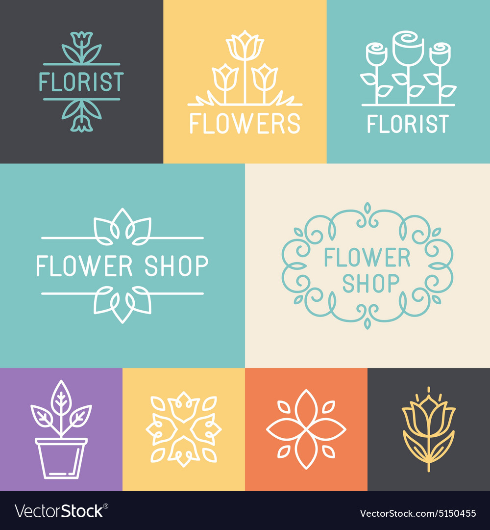 Floral and gardening logos Royalty Free Vector Image