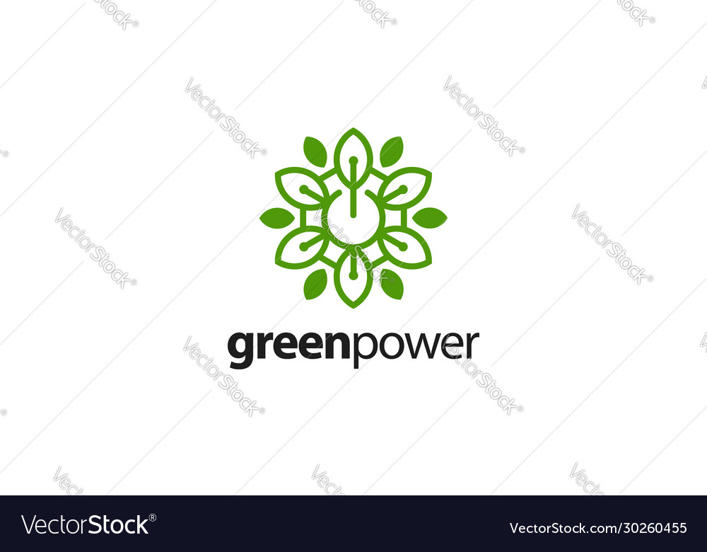 Green flower natural leaf power logo