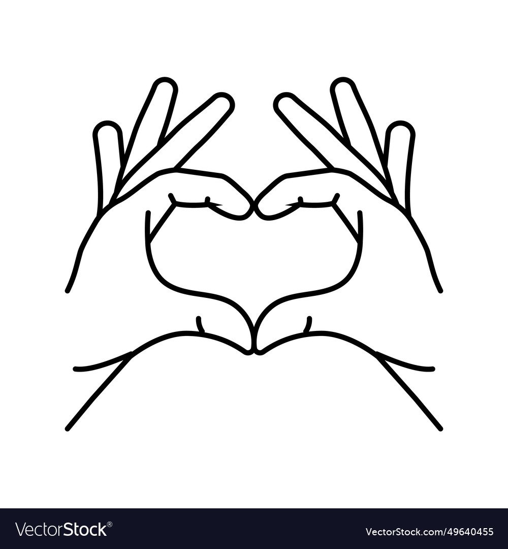 Hands heart gesture line icon Royalty Free Vector Image