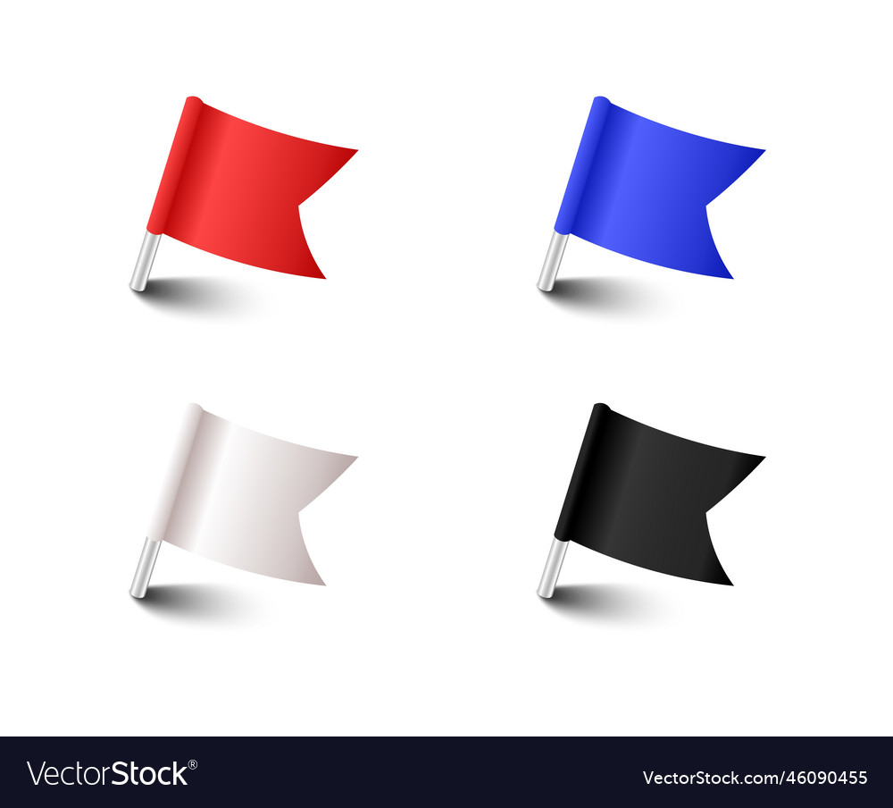 Pins flags colored pointer marker flag pin Vector Image