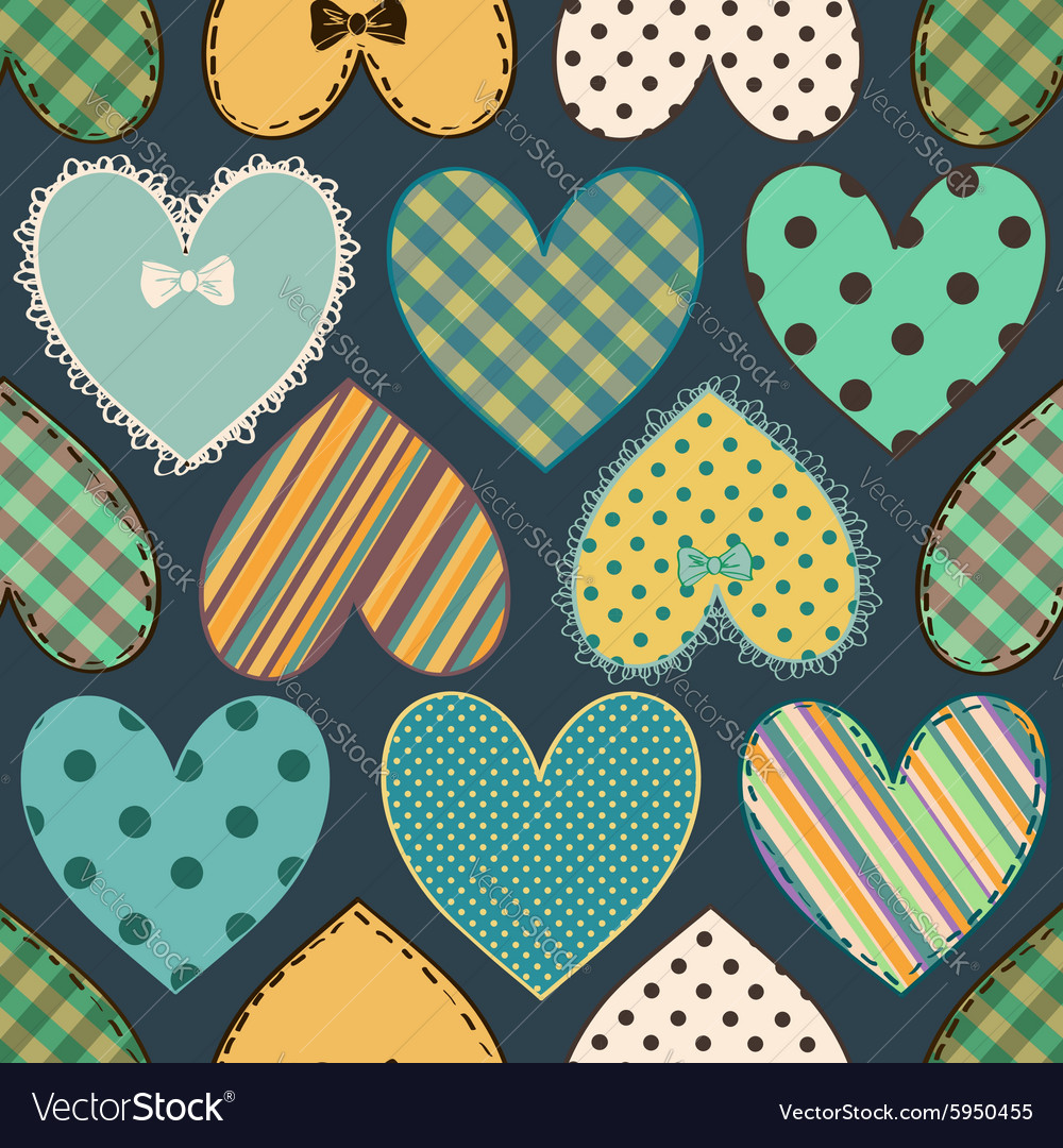 Seamless pattern of scrapbook hearts Royalty Free Vector