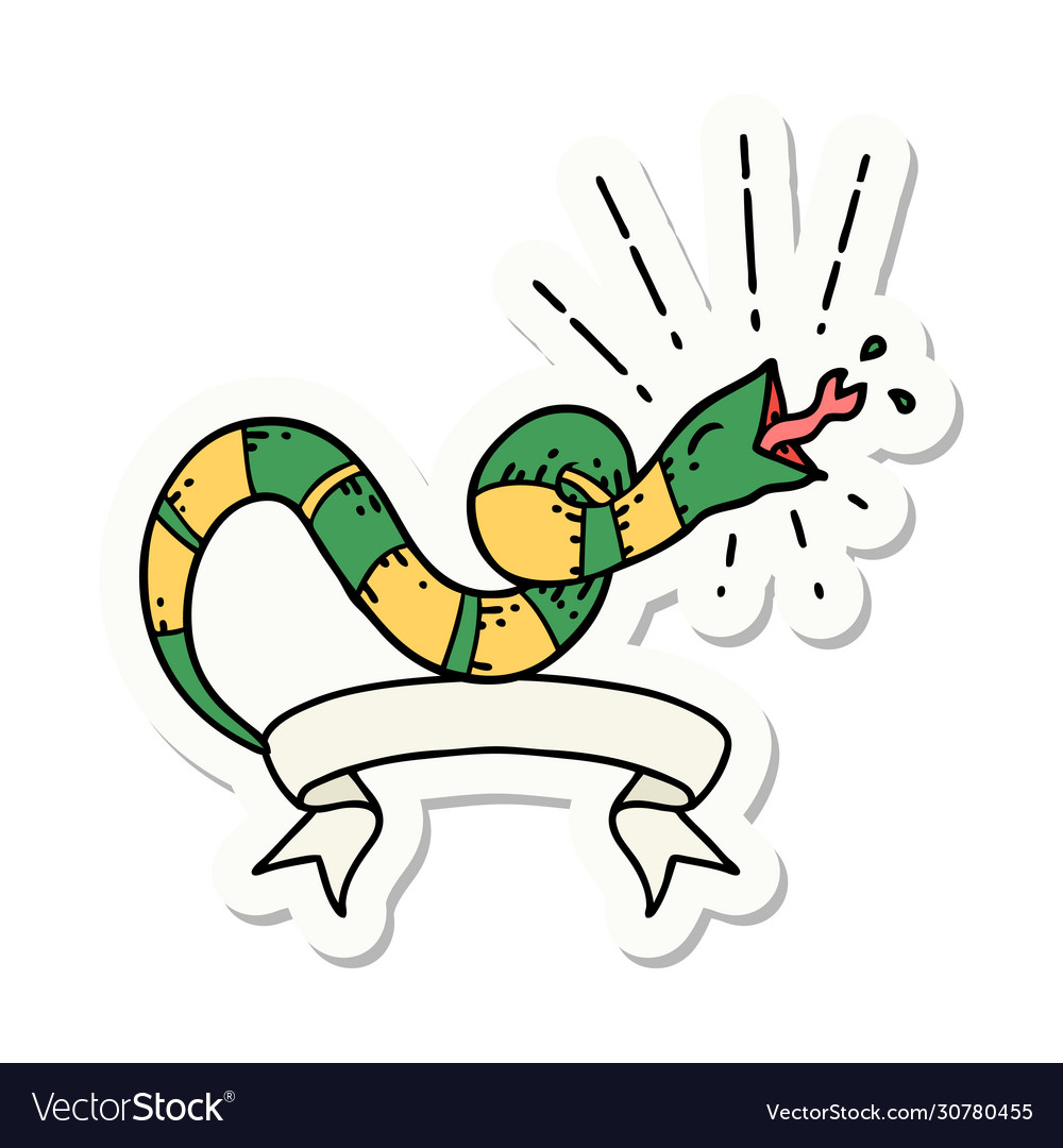 Sticker tattoo style hissing snake Royalty Free Vector Image