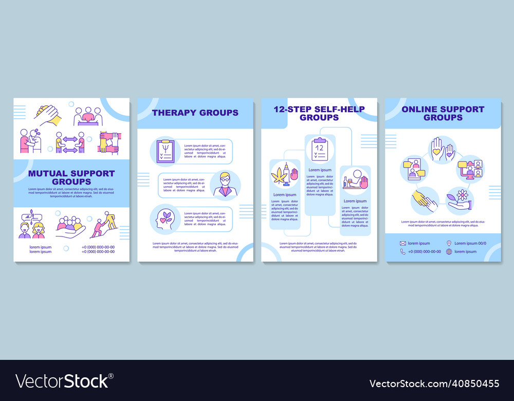 Support groups types brochure template Royalty Free Vector