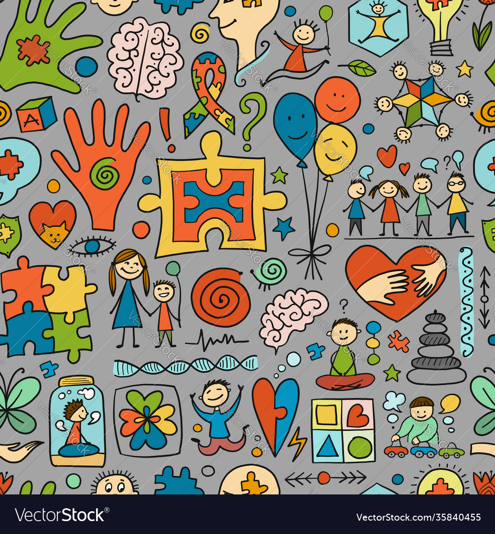 World autism awareness day colorful puzzle design Vector Image