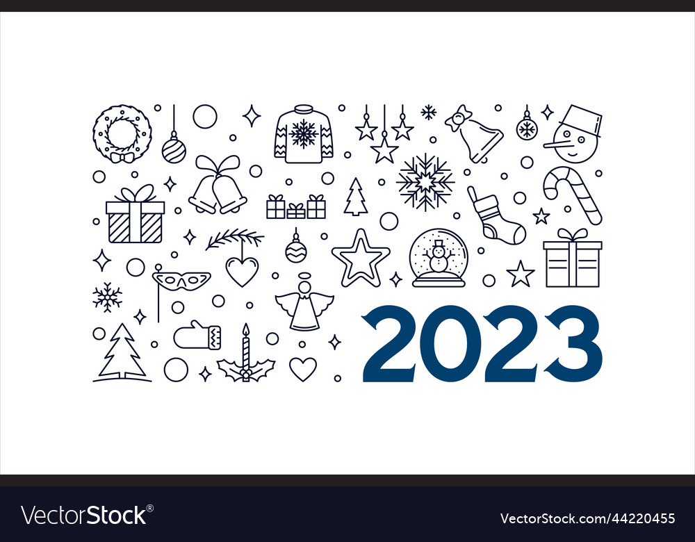 Xmas 2023 concept line banner happy new year Vector Image