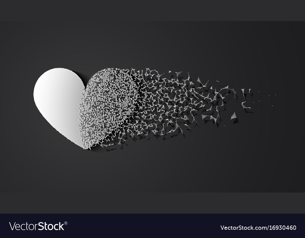 Broken heart with shadow Royalty Free Vector Image