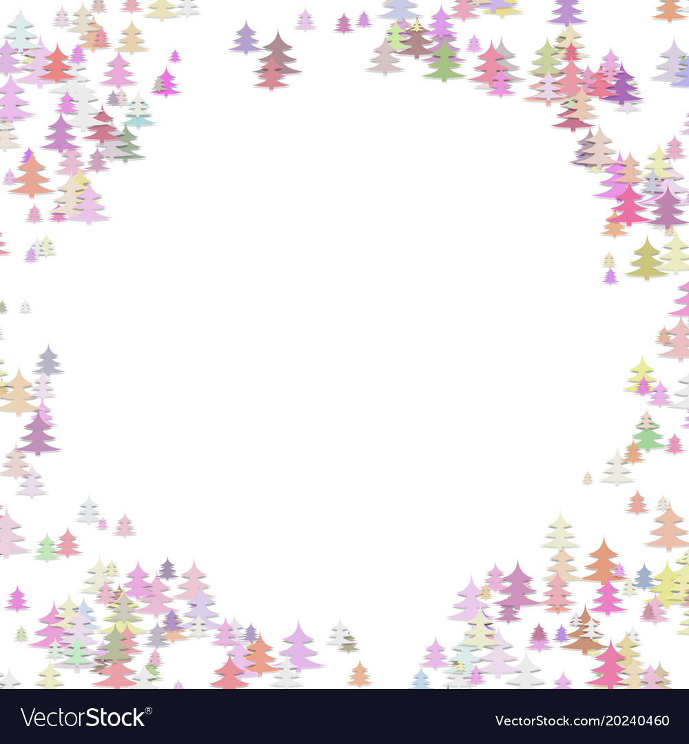 Color Pine Tree Forest Round Frame Design Vector Image