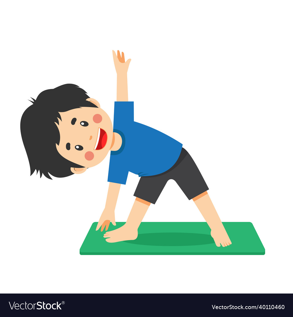 Cute kid boy with yoga pose Royalty Free Vector Image