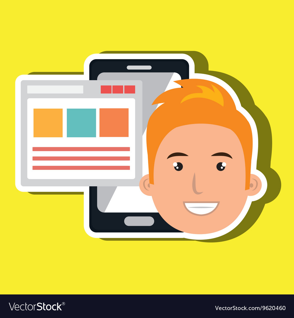 Smartphone user with template isolated icon Vector Image